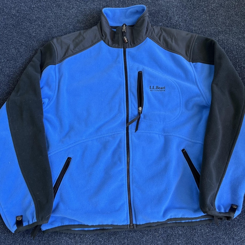 Vintage‎ LL Bean Jacket Mens Large Blue Fleece All Conditions Full Zip Hiking